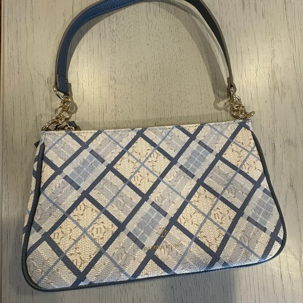 Nanette Lepore Blue and Cream Checkered Shoulder Bag